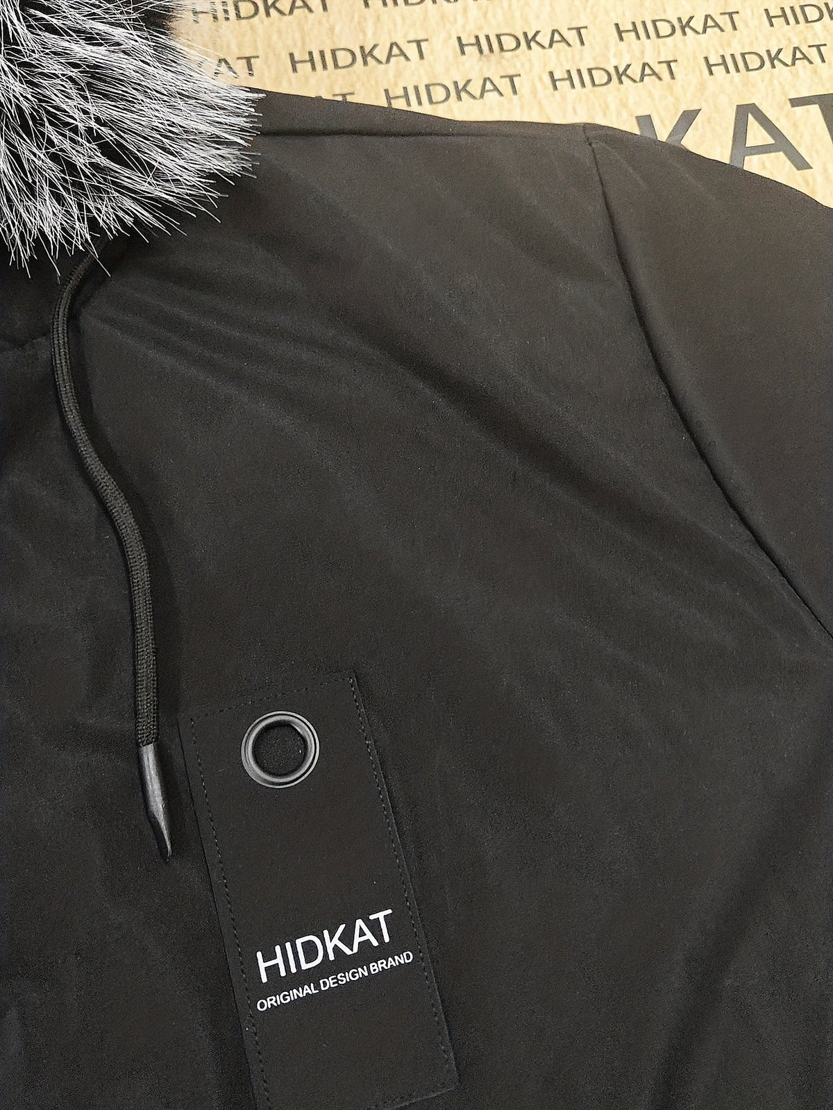 Herren Winterparka mit Kapuze und Kunstfellbesatz lang