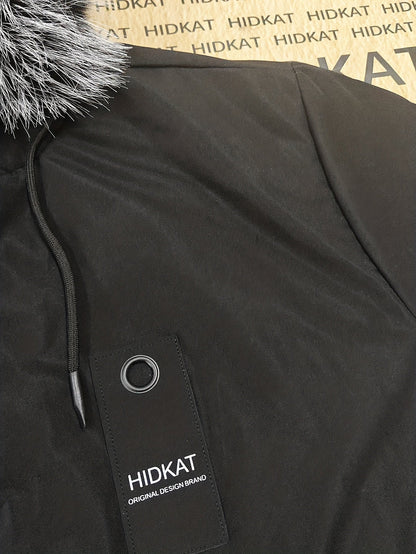 Herren Winterparka mit Kapuze und Kunstfellbesatz lang