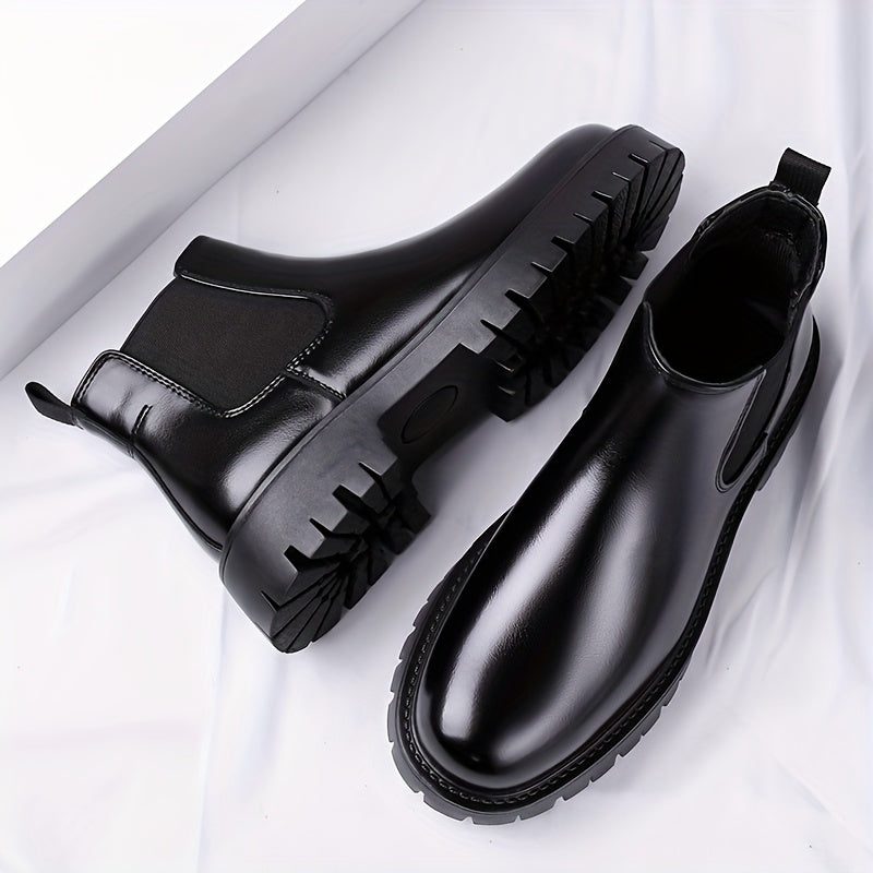 Schwarze Chelsea Boots mit Profilsohle für Damen