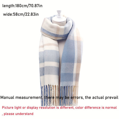Karierter Schal mit Fransen weich Plaid-Muster