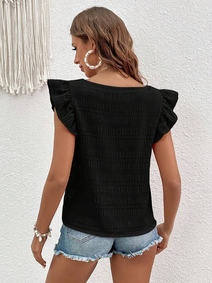 Damen Sommer-Top mit Rüschenärmeln im Casual Style – Perfekt für den Alltag oder Urlaub