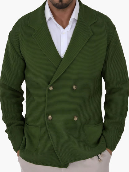 Herren Strickjacke Casual Doppelreihig Business Freizeit Sakko-Stil