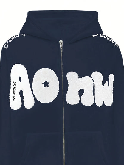 Damen Kapuzenjacke mit Reißverschluss, Stickereien und Stern-Applikation, Pink