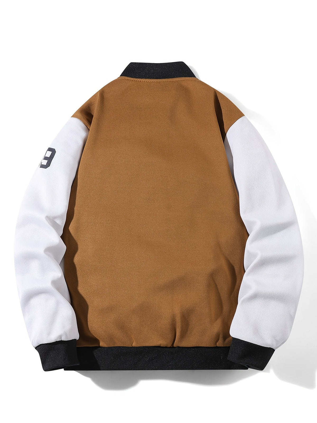 College Jacke Unisex mit Kontrastärmeln und Druckknöpfen, Baseball Bomberjacke