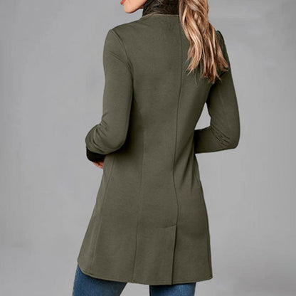 Damen Asymmetrische Jacke mit Stehkragen und Knopfleiste