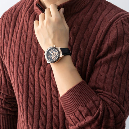 Herren Strickpullover mit Zopfmuster und Stehkragen – Eleganter Casual Look für Herbst und Winter