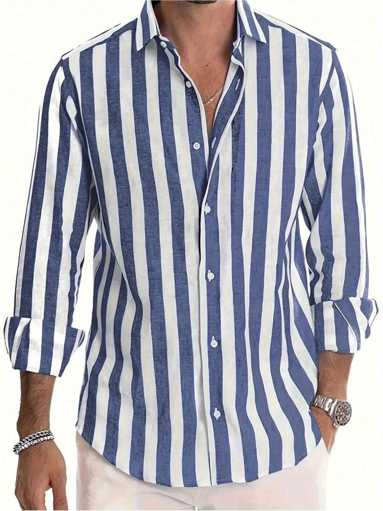 Herren Freizeit Hemd mit Streifenmuster – Moderner Stil für Alltag und Urlaub