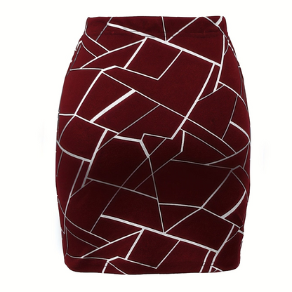 Damen Minirock mit geometrischem Muster und modernem Stil für Büro und Freizeit