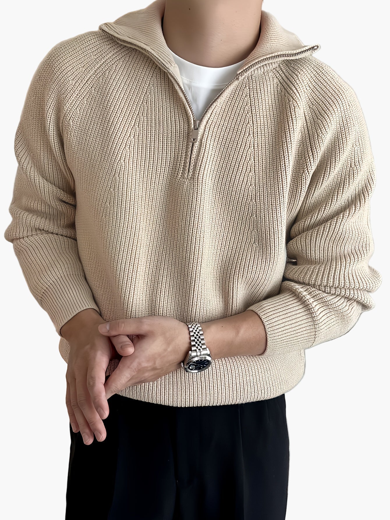 Herren Strickpullover mit Reißverschluss – Moderner Freizeitstil für Herbst und Winter