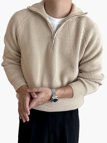 Herren Strickpullover mit Reißverschluss – Moderner Freizeitstil für Herbst und Winter