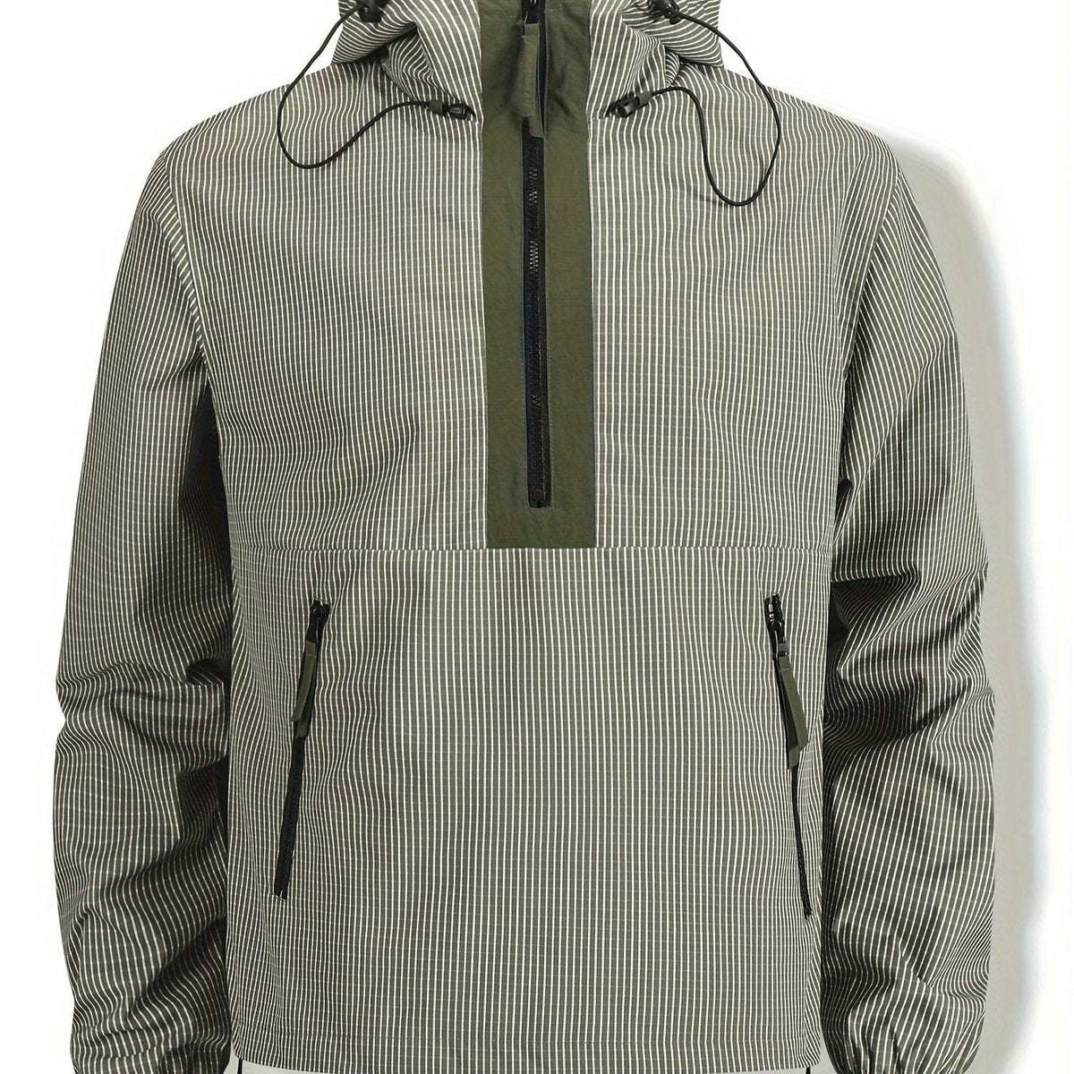 Anorak Jacke gestreift mit Kapuze und Reißverschluss