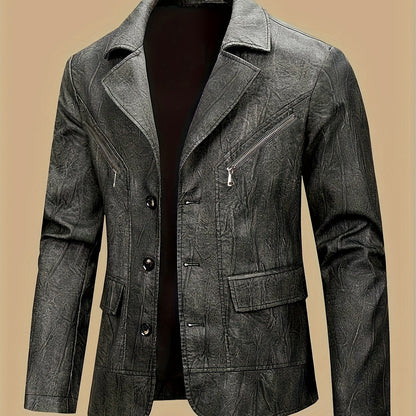 Herren Sakko Jacke mit Reißverschlussdetails und Knopfverschluss
