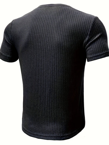 Herren Henley T-Shirt Kurzarm – Geripptes Freizeitshirt mit Knopfleiste für Alltag und Freizeit