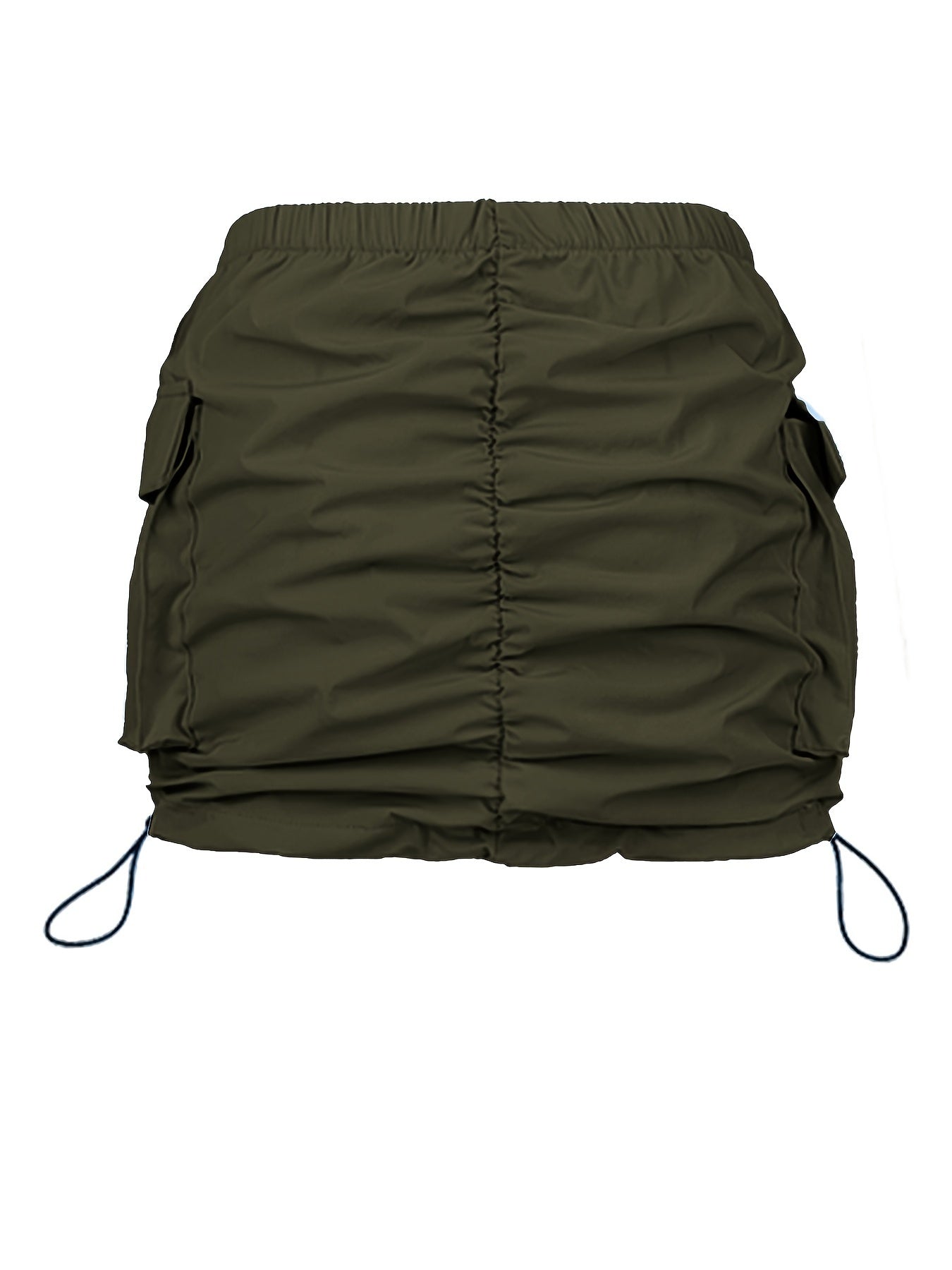 Damen Utility Minirock mit Raffung und Kordelzug – Streetstyle Cargo Skirt