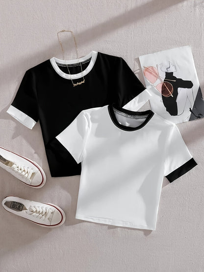 Unisex Kontrast-T-Shirt im modernen Casual-Stil – Perfekt für Alltag & Freizeit
