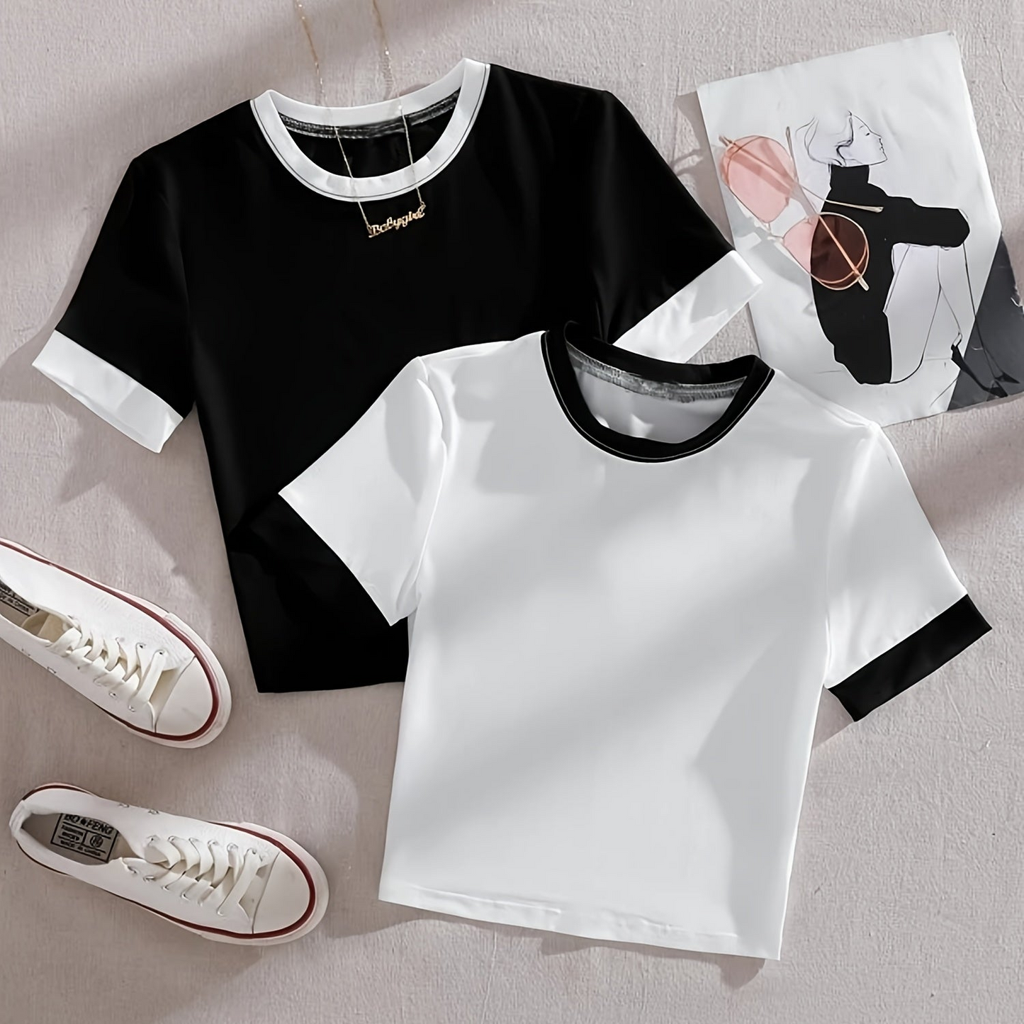 Unisex Kontrast-T-Shirt im modernen Casual-Stil – Perfekt für Alltag & Freizeit