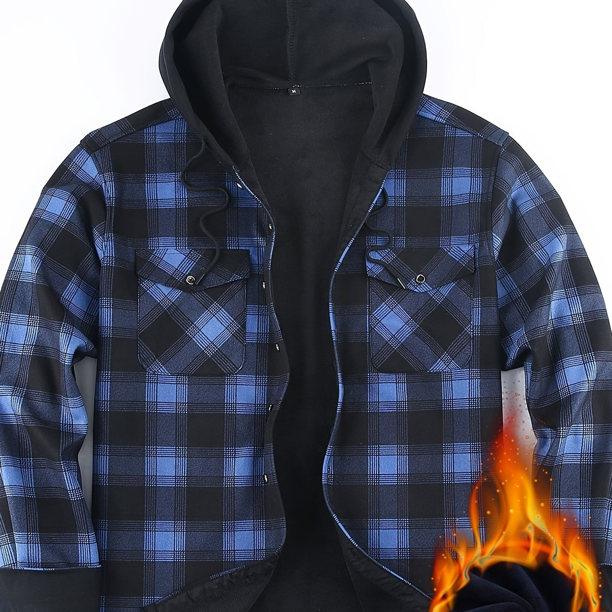 Herren Thermo-Kapuzenhemd Kariert – Warmes Freizeit Flanell Overshirt mit Futter
