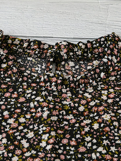 Damen Sommer-Blusenshirt mit Blumenmuster und Volantärmeln – Lässiger Boho-Style für Freizeit & Urlaub