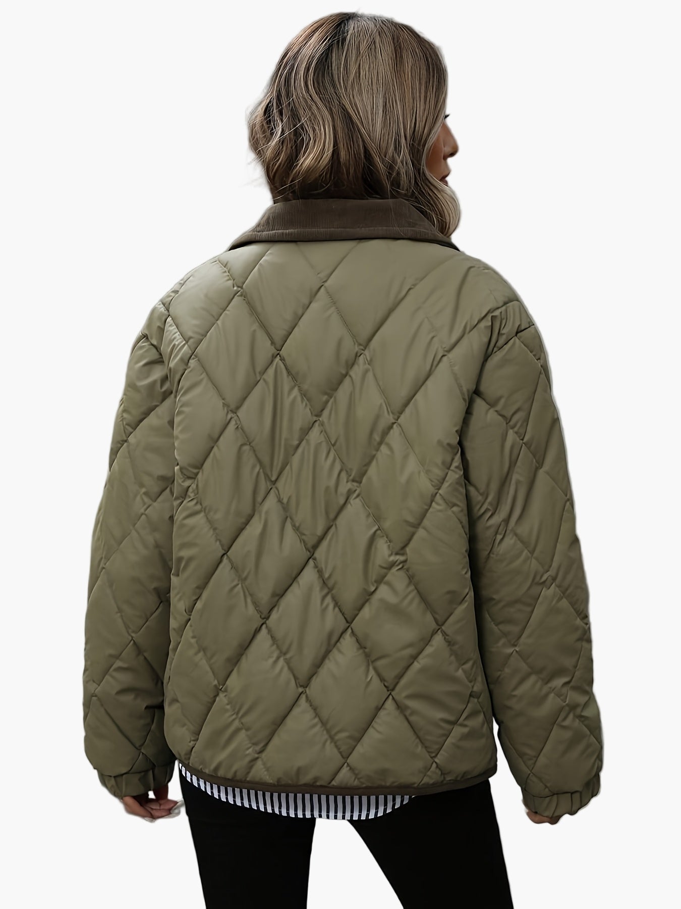 Damen Steppjacke im Vintage-Stil mit Taschen – Elegante Übergangsjacke für Alltag und Freizeit