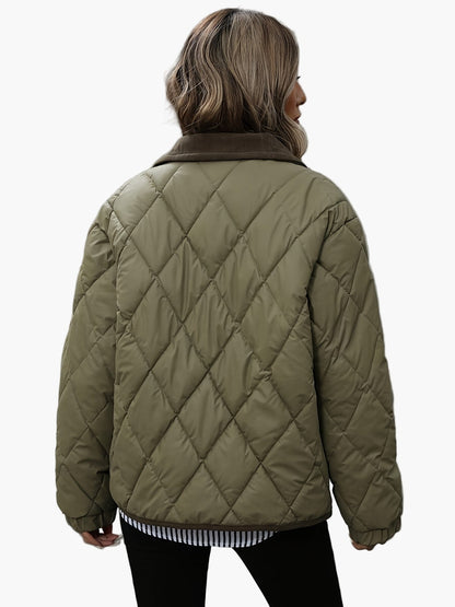 Damen Steppjacke im Vintage-Stil mit Taschen – Elegante Übergangsjacke für Alltag und Freizeit