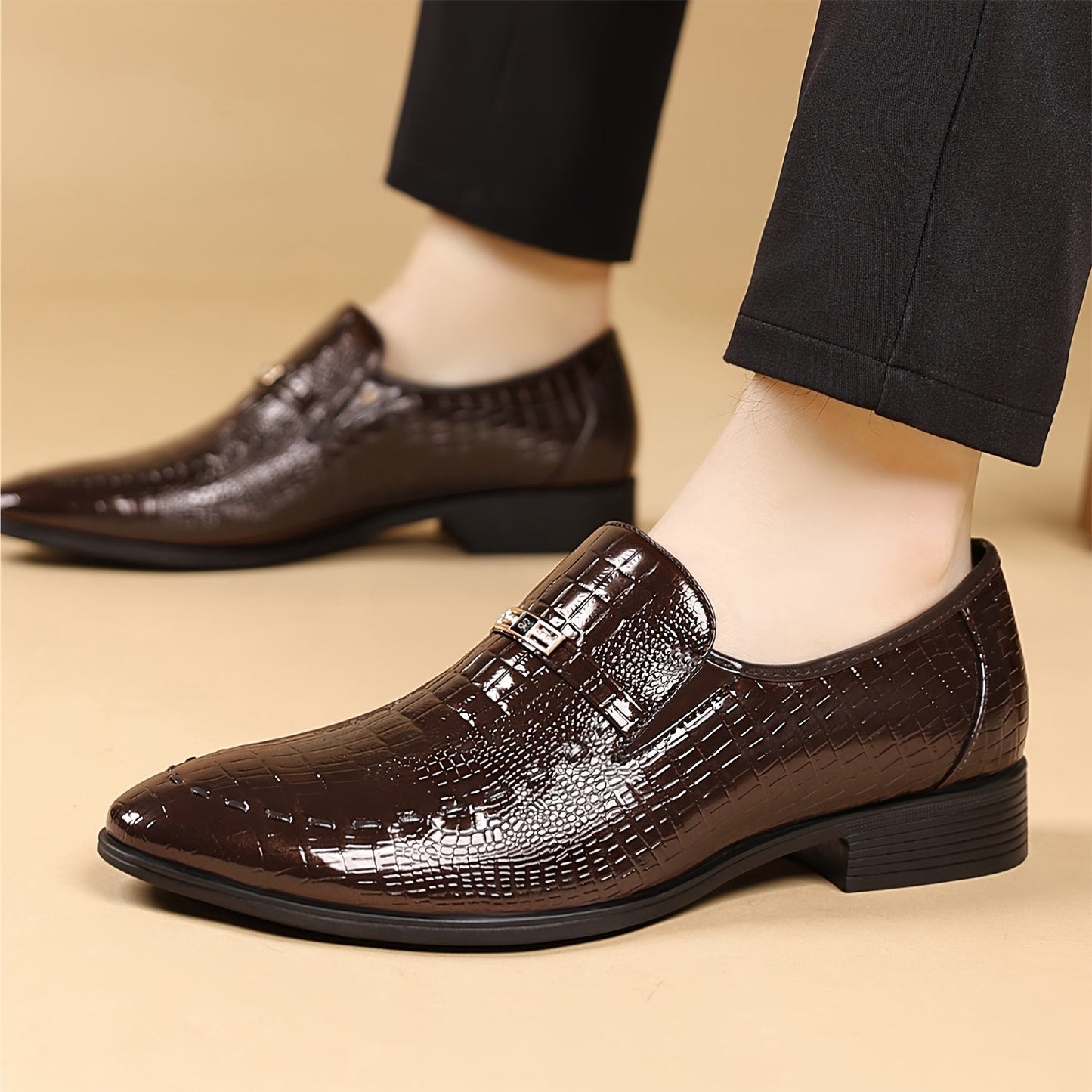 Herren Business Slipper – Elegante Loafer im Krokodilleder-Look für Büro und festliche Anlässe