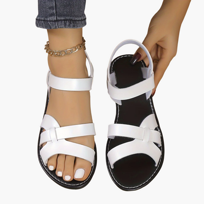 Damen Sandalen – Elegante Sommer-Sandalen mit flacher Sohle und Riemchendesign für Alltag und Freizeit