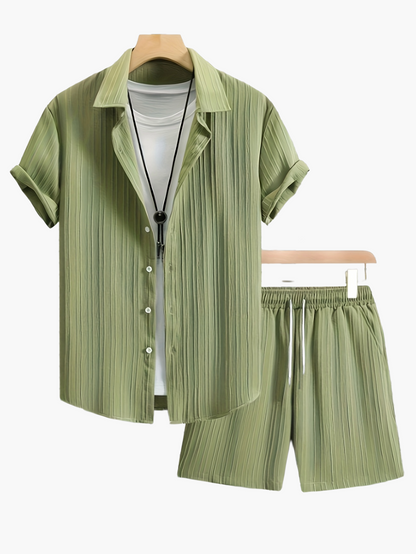 Herren Sommer Freizeit Set – Kurzarm Hemd & Shorts – Stilvolles, Lockeres Outfit für Alltag & Urlaub