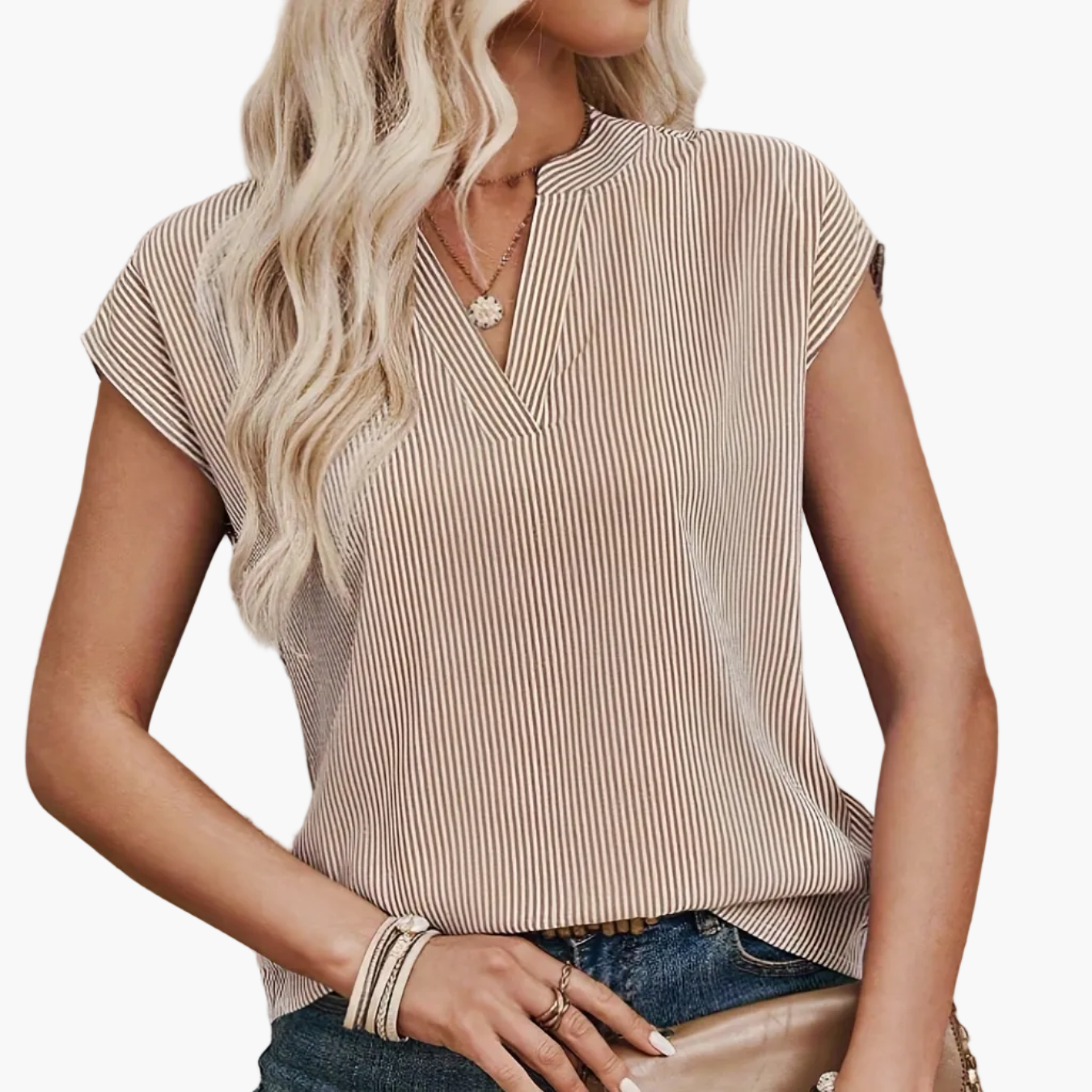 Damen Elegante Gestreifte Bluse im Casual Stil – Perfekt für Büro & Freizeit