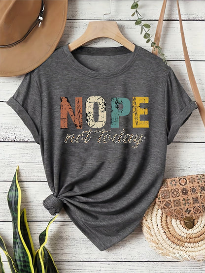 Damen Statement T-Shirt "NOPE Not Today" – Lockeres Freizeitshirt mit Spruch