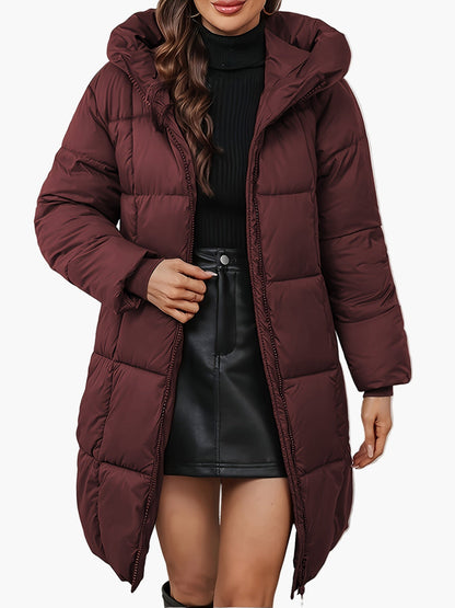 Damen Winter Steppmantel mit Kapuze – Eleganter, Wärmender Mantel für Alltag & Freizeit
