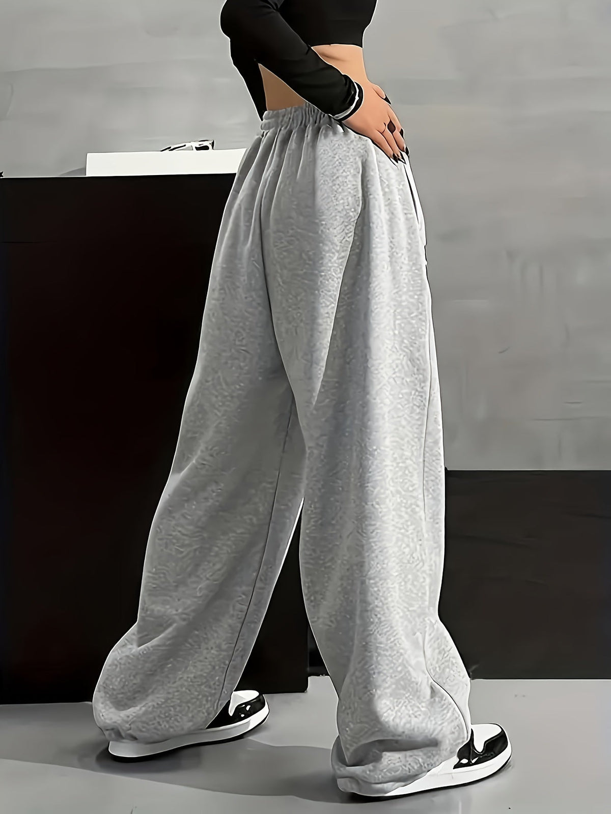 Weite Freizeithose mit Mondphasen-Print, Gummizugbund