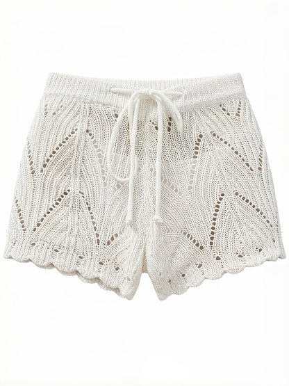 Damen Häkelshorts Strand Look – Luftige Bade- und Freizeitshorts mit Drawstring