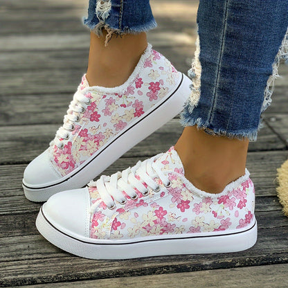 Damen Sneaker mit Blumenmuster – Modische Freizeitschuhe für Alltag und Spaziergänge