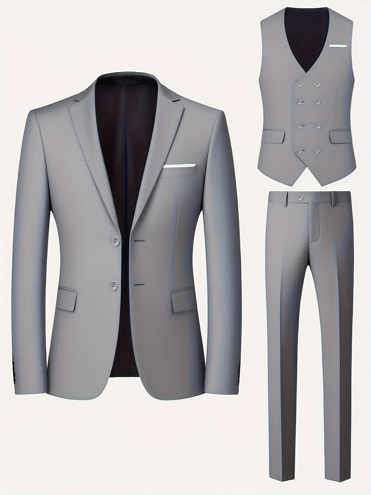 Herren Anzug Set 3-teilig mit Sakko Weste Hose Hochzeitsanzug Business