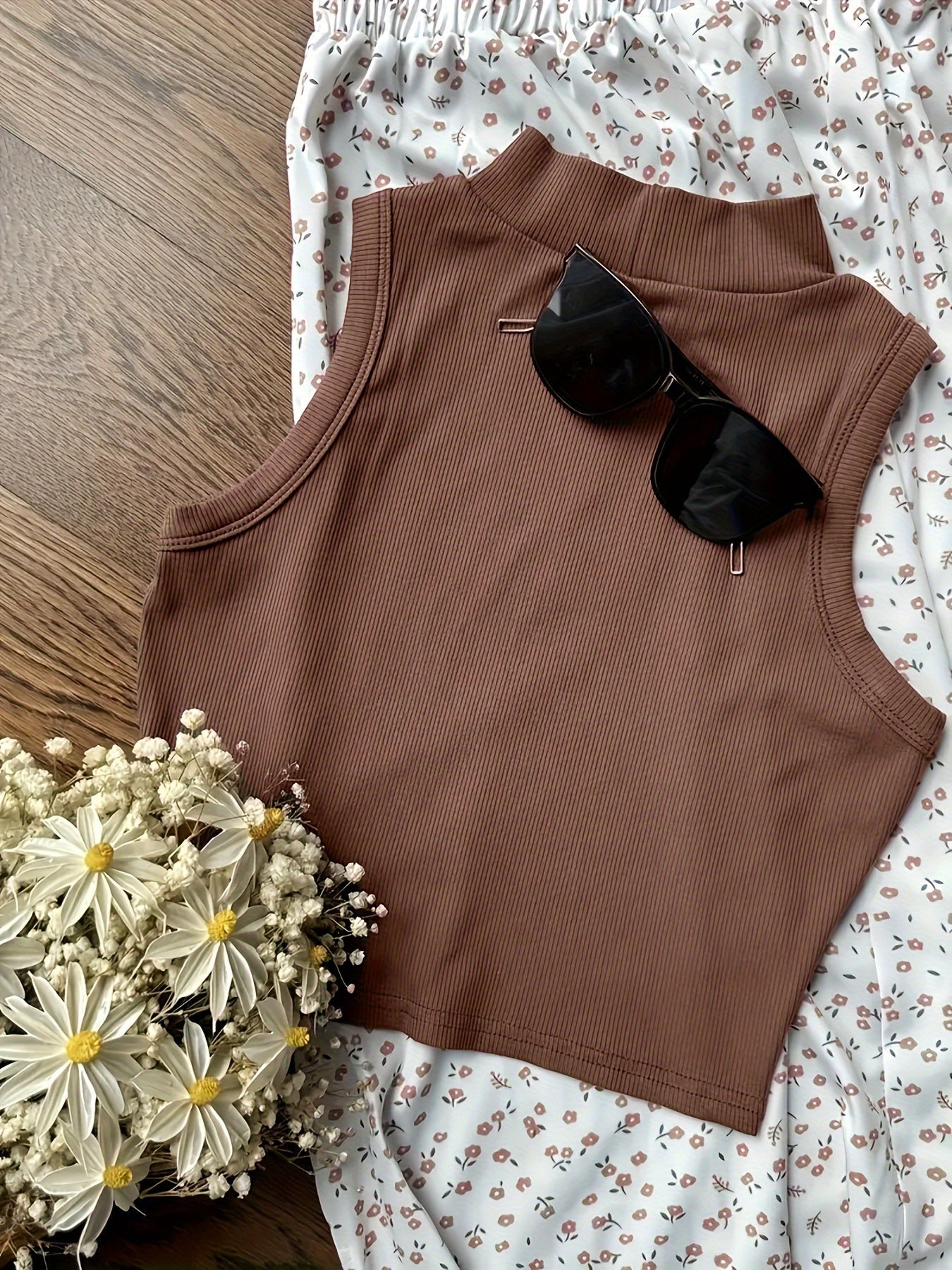 Damen Sommer Crop Top mit Stehkragen – Modisches Basic für Freizeit und Alltag