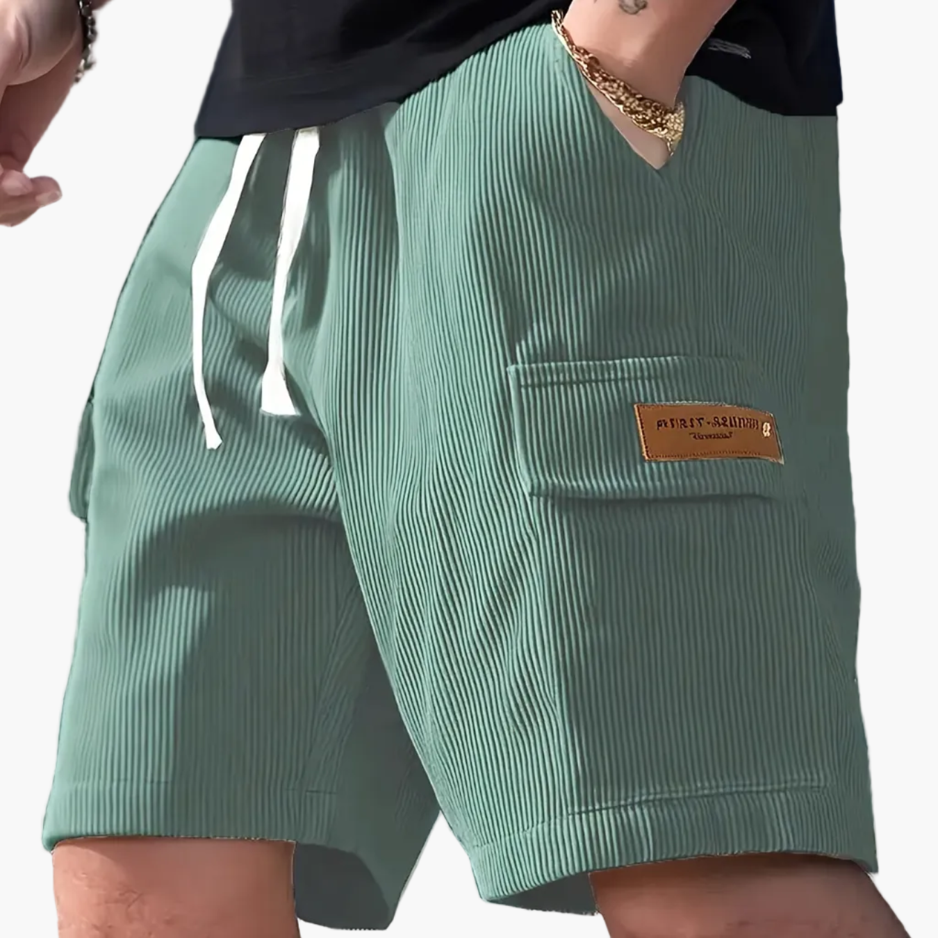 Herren Freizeithose – Modische gestreifte Shorts mit Kordelzug und Seitentasche, ideal für Alltag & Urlaub