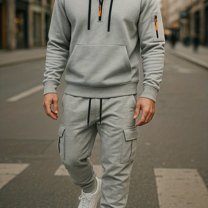 Herren Jogginganzug mit Hoodie & Cargo-Hose - Freizeitanzug mit Reißverschluss