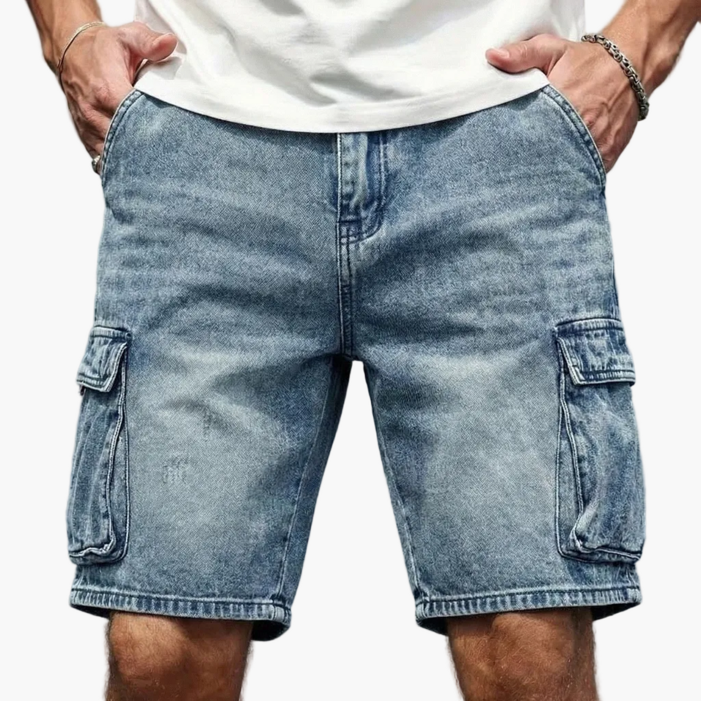 Herren Cargo Denim Shorts – Lässige Jeansshorts mit Taschen, Alltag & Freizeit