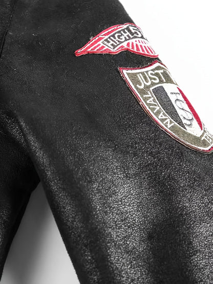 Herren Jacke mit Kunstfellkragen und Reißverschluss – Pilotenstil, Braun/Schwarz