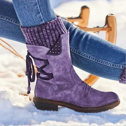 Damen Winterstiefel Vintage Stil – Warme, Bequeme und Rutschfeste Alltagsschuhe für Freizeit & Arbeit