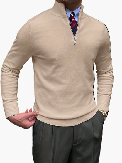Herren Strickpullover mit Stehkragen und Reißverschluss – Eleganter Business & Freizeit Pullover