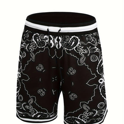 Herren Bandana-Print Basketball Shorts Sport Streetwear Freizeit