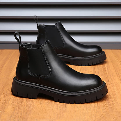 Chelsea Boots Herren Schwarz mit Profilsohle