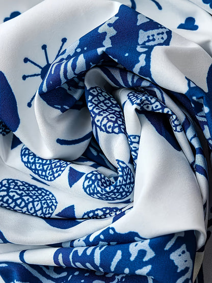 Damen Boho Maxikleid mit Halterneck und Grafikprint für Urlaub und Sommerfeste