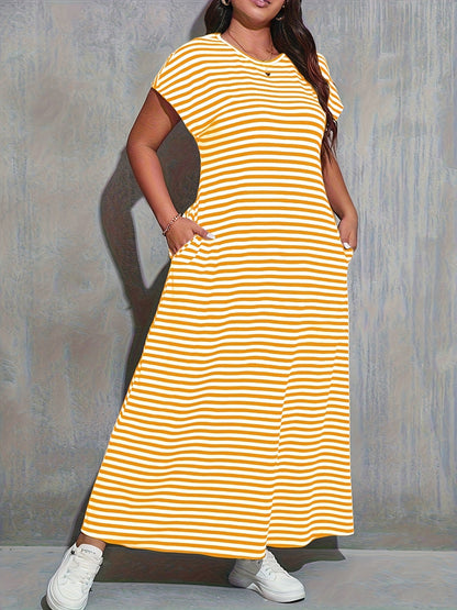 Damen Maxikleid im Streifenlook – Freizeit & Alltag, bequemer Schnitt, modern