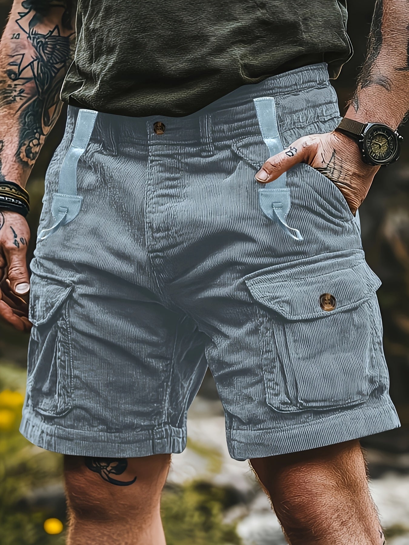 Herren Cargo Shorts Freizeit Outdoor mit Taschen – Robuster Utility-Look