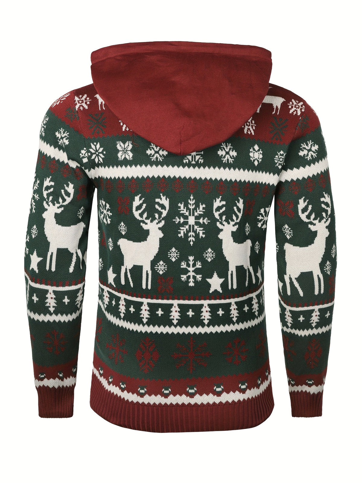 Weihnachtspullover Hoodie mit Rentier und Schneeflockenmuster für Herren