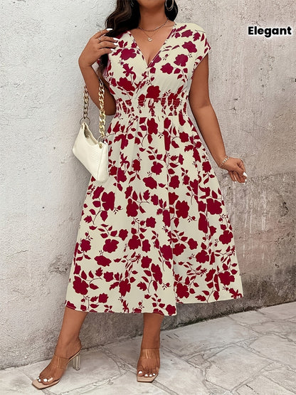 Damen Elegantes Wickelkleid mit Blumenmuster und Taillendetail – Perfekt für Freizeit & Sommer