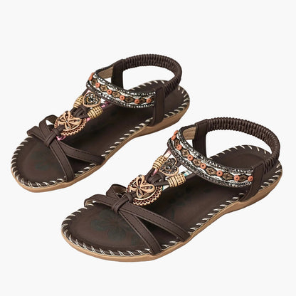 Damen Boho Sandalen mit Schmuckelementen – Bequeme Freizeitschuhe für Sommer & Urlaub