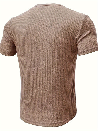 Herren Henley T-Shirt Kurzarm – Geripptes Freizeitshirt mit Knopfleiste für Alltag und Freizeit
